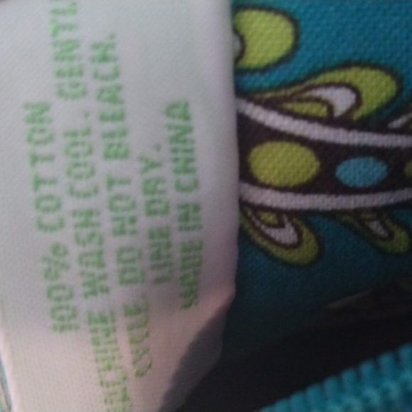 Vera Bradley Small Aqua/White/Green Handbag/Purse - Picture 12 of 12